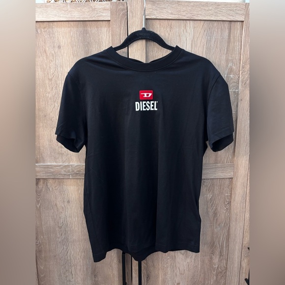 Diesel Black T-Shirt with Red and White Logo - Picture 3 of 6